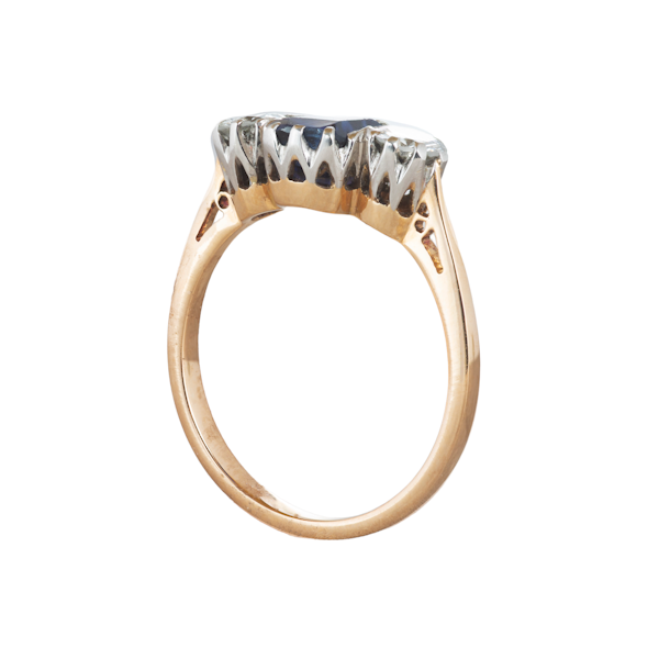 A Three Stone Sapphire Diamond Ring - image 2