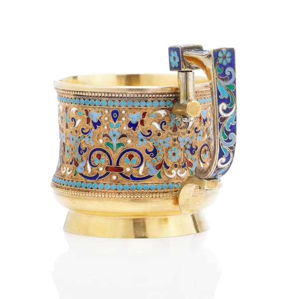 Russian silver gild and cloisonné enamelled tea glass holder, Moscow, c.1880 - image 2