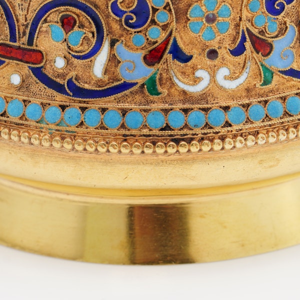 Russian silver gild and cloisonné enamelled tea glass holder, Moscow, c.1880 - image 8