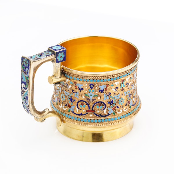 Russian silver gild and cloisonné enamelled tea glass holder, Moscow, c.1880 - image 10