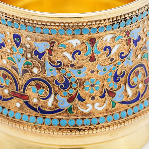 Russian silver gild and cloisonné enamelled tea glass holder, Moscow, c.1880 - image 7