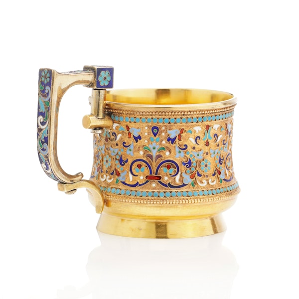 Russian silver gild and cloisonné enamelled tea glass holder, Moscow, c.1880 - image 11