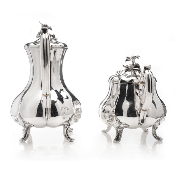 Russian silver four pieces tea and coffee set, St Petersburg 1861-1862 - image 3