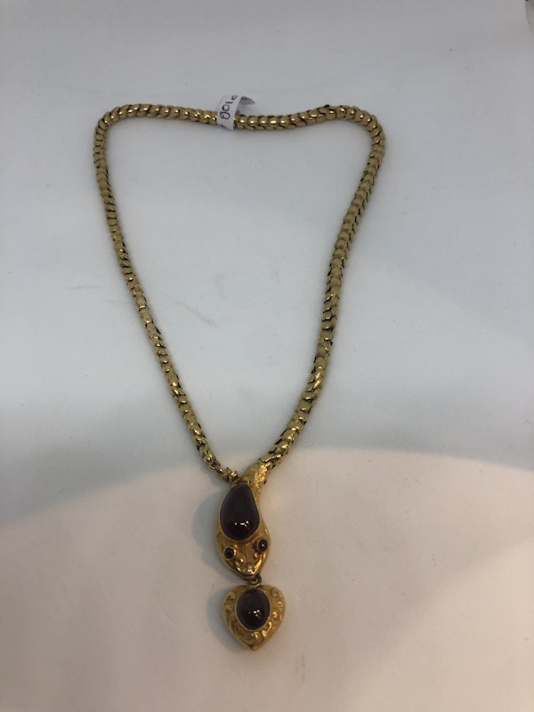 Antique garnet 15ct gold snake necklace - image 2
