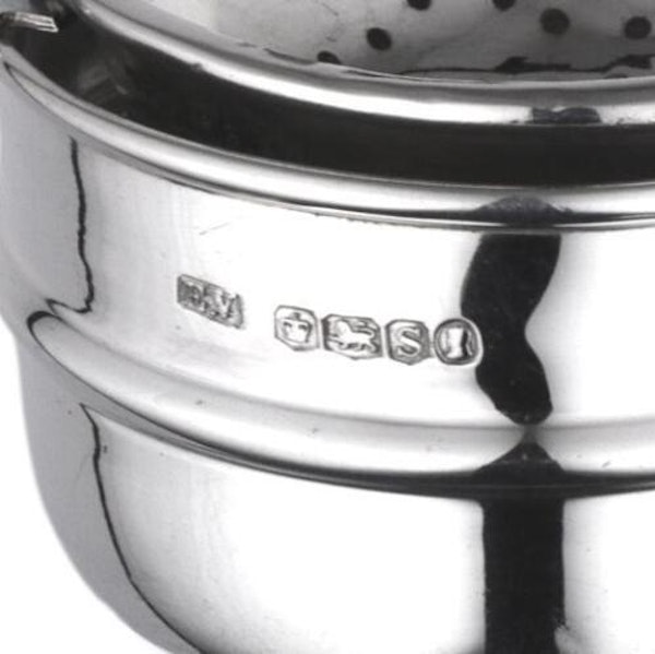 Sterling Silver - Edwin Viner Tea Strainer & Drip Pan - 1935 - image 5