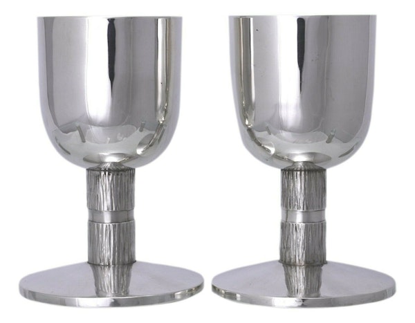 Sterling SILVER - Mid-Century Modern ROGER JOHN SQUIRES - Pair Goblets 1978 - image 2