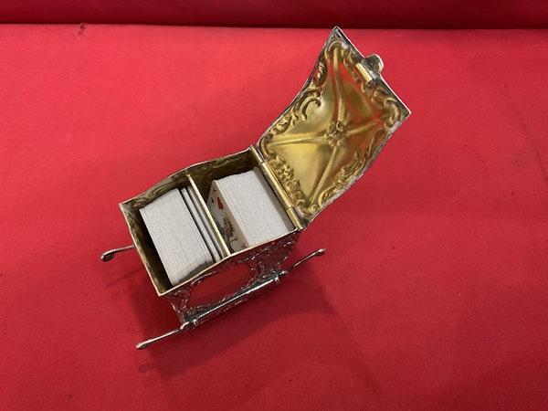 A miniature silver card box in the form of a sedan chair - image 4
