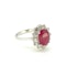 Oval Ruby and Diamond ring 18 carat white gold - image 2