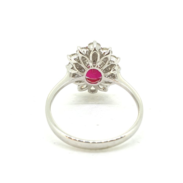 Oval Ruby and Diamond ring 18 carat white gold - image 3