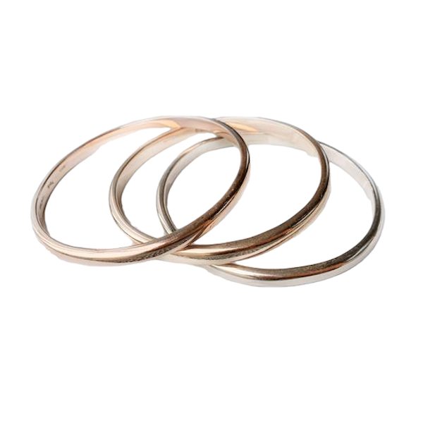 A Trio of Rose, Yellow, White Gold Bangles - image 4
