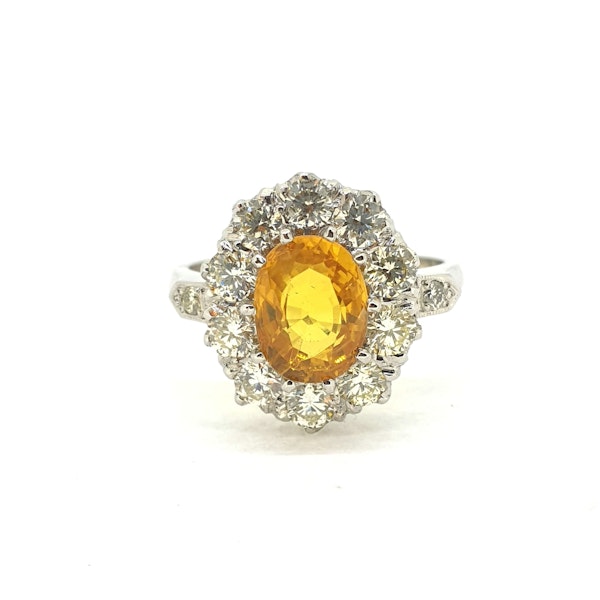 Yellow Sapphire And Diamond Cluster Ring YS2.50Cts D1.25Cts - image 3