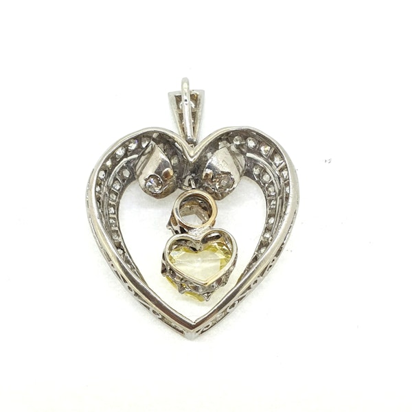 Antique diamond Heart pendant Rose cut and old cut Diamonds Circa 1920 - image 2