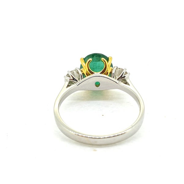 Emerald and diamond three stone ring E2.44Cts D0.80Cts - image 4