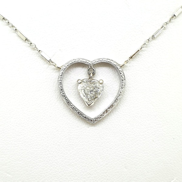 Heart shaped diamond pendant est1.0Cts - image 2