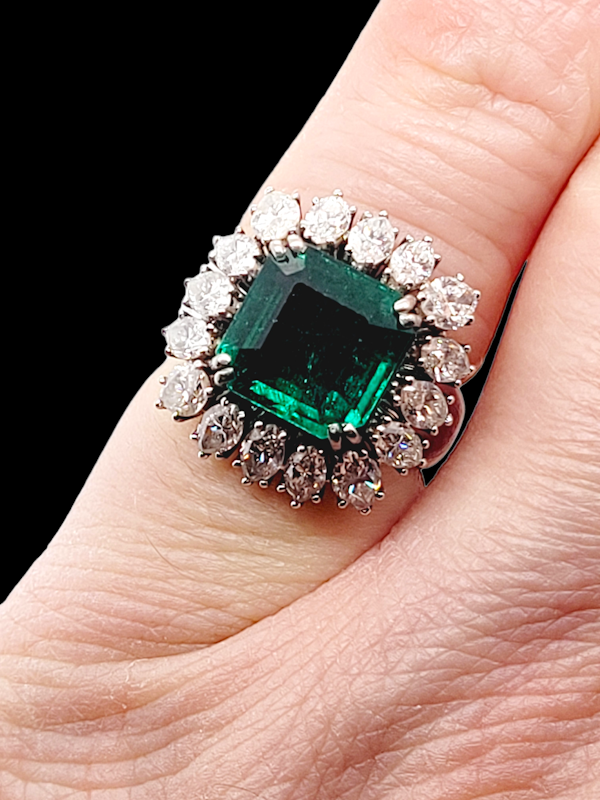 4.44ct emerald and marquise diamond cluster ring SKU: 5989 DBGEMS - image 1