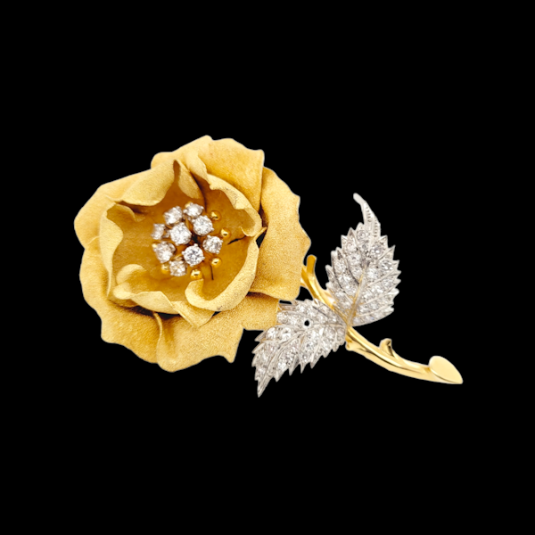 Realistic golden rose brooch SKU: 6002 DBGEMS - image 1