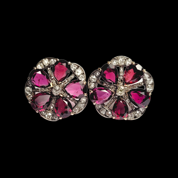 Antique garnet and diamond earrings SKU: 6048 DBGEMS - image 2
