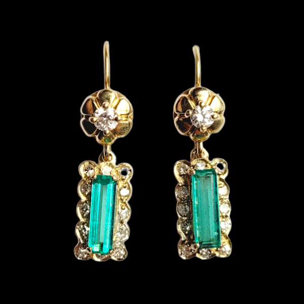 Antique emerald and diamond earrings SKU: 6042 DBGEMS - image 1