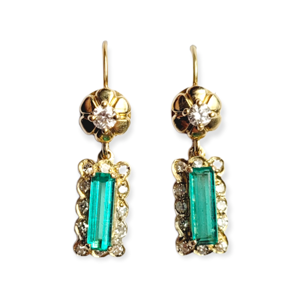 Antique emerald and diamond earrings SKU: 6042 DBGEMS - image 2