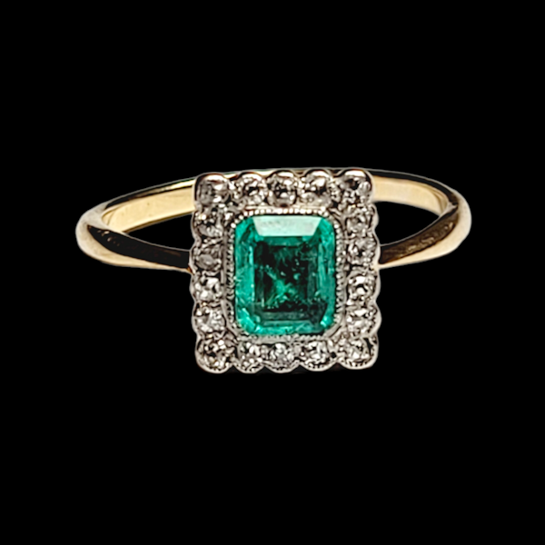 Edwardian emerald and diamond engagement ring SKU: 6045 DBGEMS - image 1