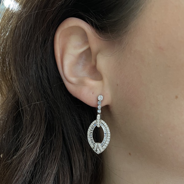 Modern Diamond Moonstone and White Gold Earrings - image 4