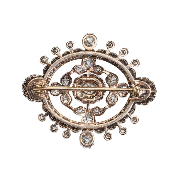 Victorian Diamond and Silver-Upon-Gold Brooch, Circa 1875 - image 2