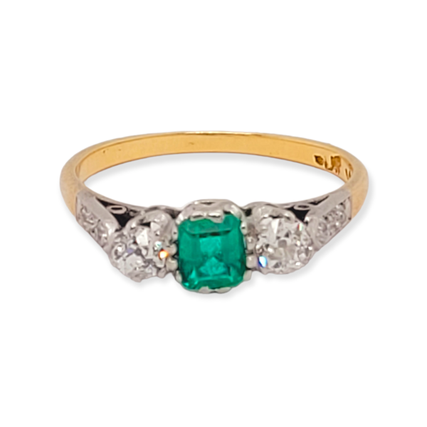 Antique emerald and diamomd engagement ring SKU: 6057 DBGEMS - image 1