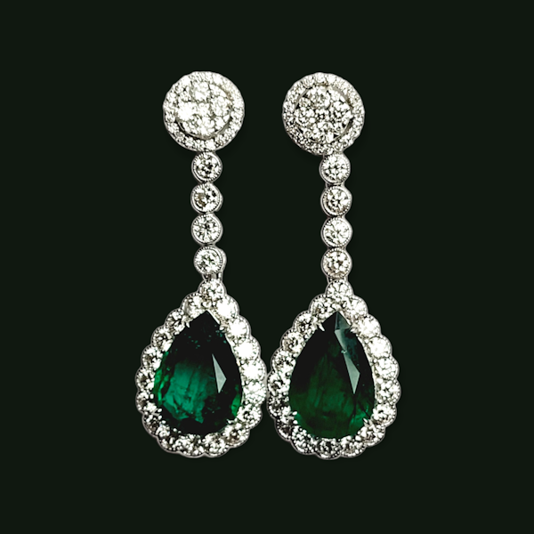 Modern emerald and diamond drop earrings SKU: 6050 DBGEMS - image 1