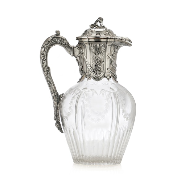 Antique 19th century continental sliver and cut glass Claret Jug - image 3