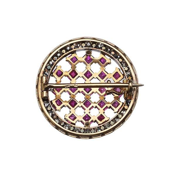 Antique Austrian Burma Ruby, Diamond And Silver-Upon-Gold Chequerboard Brooch, Circa 1890 - image 3