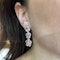 Conch Pearl, Rose Cut Diamond and Platinum Flower Drop Earrings - image 5