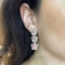 Conch Pearl, Rose Cut Diamond and Platinum Flower Drop Earrings - image 4