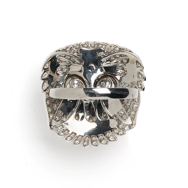 Diamond, Conch Pearl, Enamel and Platinum Dog Ring - image 3