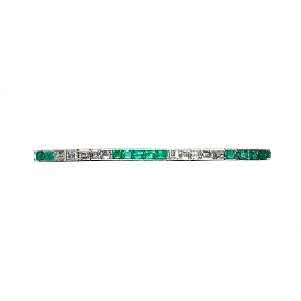 Emerald, Diamond and Platinum Line Bracelet, Circa 2000 - image 4