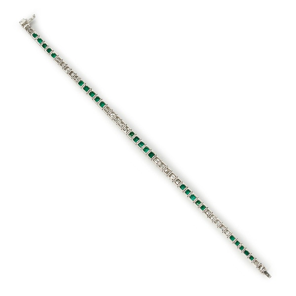 Emerald, Diamond and Platinum Line Bracelet, Circa 2000 - image 5