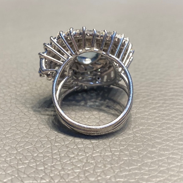 Aquamarine & Diamond Cocktail Ring - image 2