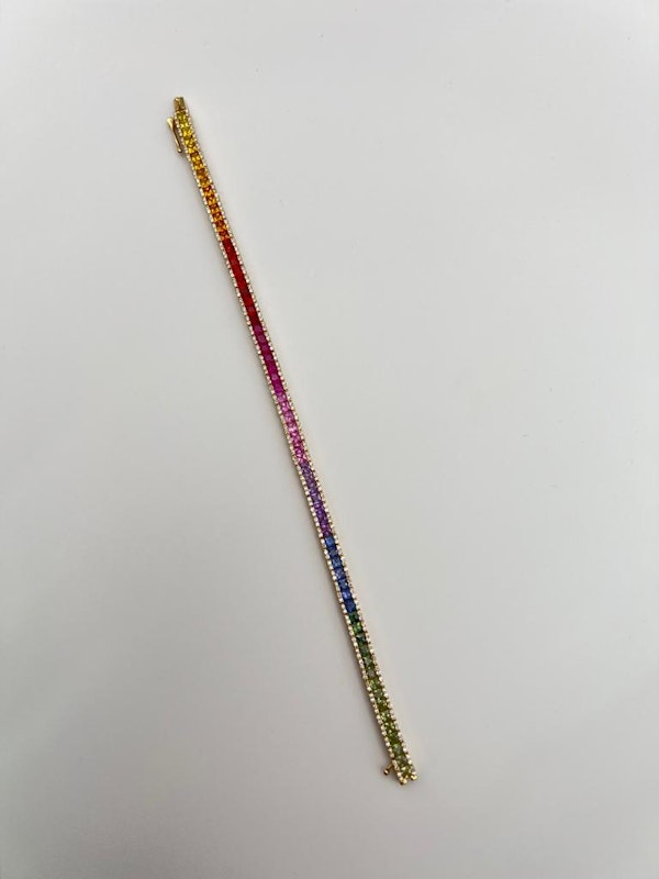 Rainbow Sapphire&Diamond Tennis Bracelet - image 3