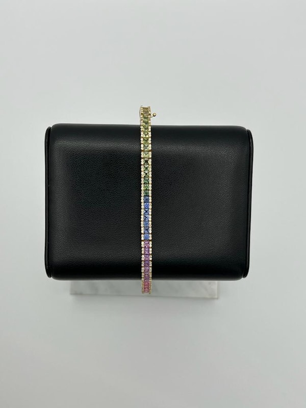 Rainbow Sapphire&Diamond Tennis Bracelet - image 6