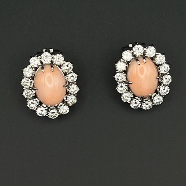 Natural Coral&Diamond Earring SOLD - image 1