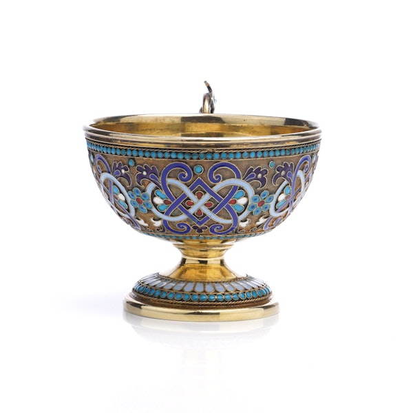 Russian sliver guild and Cloisonné Enamel Cup and Saucer, Moscow 1890 by Gustov Klingert - image 9