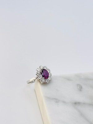 1.30ct Purple Ruby & Diamond Ring