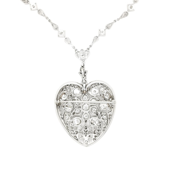 Belle Époque Diamond And Platinum Heart Pendant And Chain, Circa 1910 - image 4