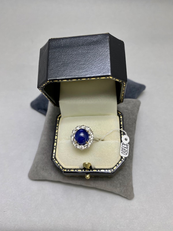 Cabochon Sapphire Diamond Ring in 18ct White Gold date circa 1960, SHAPIRO & Co since1979 - image 2