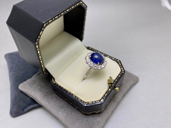 Cabochon Sapphire Diamond Ring in 18ct White Gold date circa 1960, SHAPIRO & Co since1979 - image 3