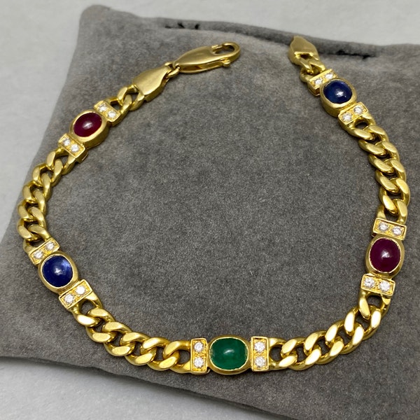 Sapphire Diamond Ruby & Emerald Bracelet in 18ct Gold date circa 1970, SHAPIRO & Co since1979 - image 1