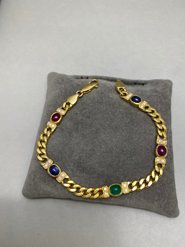 Sapphire Diamond Ruby & Emerald Bracelet in 18ct Gold date circa 1970, SHAPIRO & Co since1979 - image 3