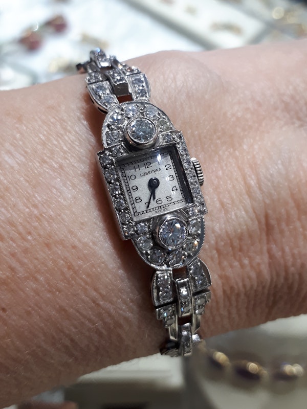 Lusserna Art Deco Diamond And Platinum Cocktail Wristwatch, Circa 1930 - image 4
