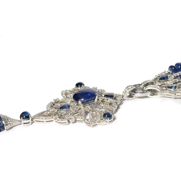 Modern Sapphire, Diamond And Platinum Tassel Pendant Necklace - image 7