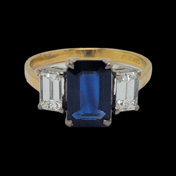 Sapphire and diamond baguette engagement ring SKU: 6146 DBGEMS - image 2