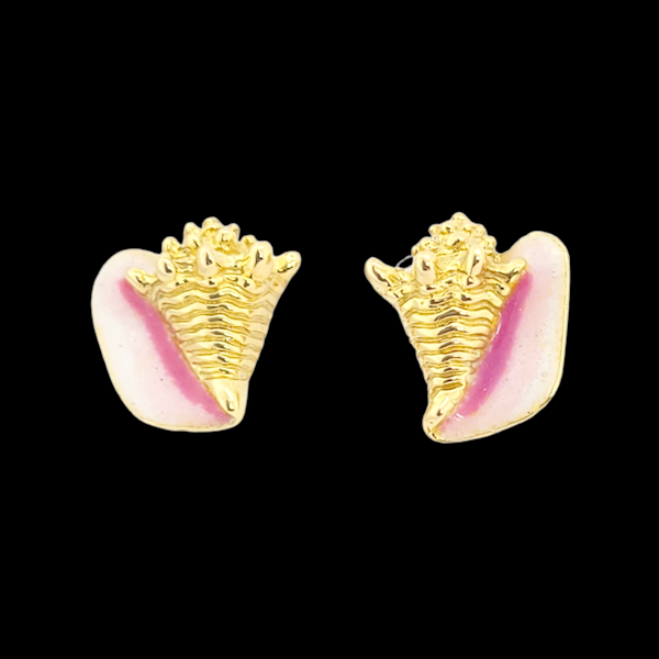 Conch shell shaped gold and enamel earrings SKU: 6150 DBGEMS - image 1